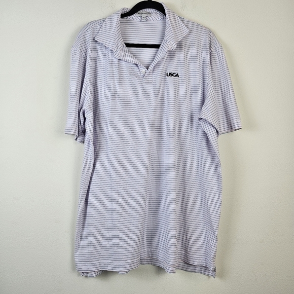 Peter Millar Pima Cotton USGA Short Sleeve Striped Polo Knit Shirt XL - Picture 1 of 8